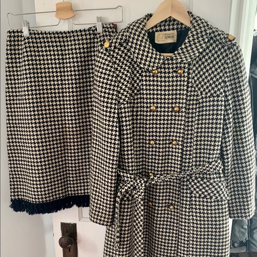 Vintage Franklin Simon Wool Checked Coat and Skirt